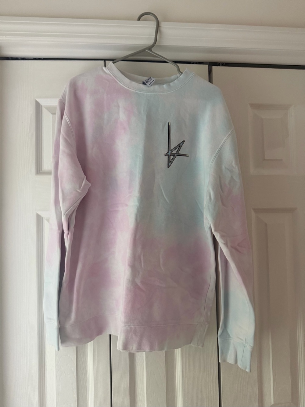 Pastel Tie-Dye Crewneck Sweater in Pink & Light Blue
